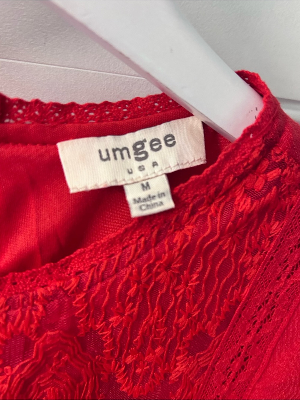 Umgee Red Ruffle Lace Mini Dress - Picture 2 of 3